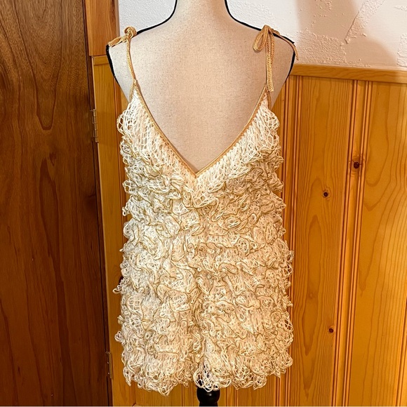 My Beachy Side Cream Hand Crochet Ruffled Mini Dress Sz-S/M - Picture 5 of 10